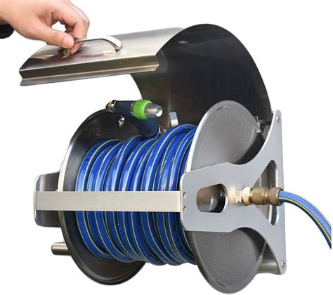 steel hose reel box|mounted hose reel metal.